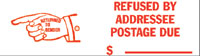 Refused By Addressee Postage Due Rubber Stamp