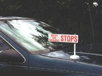 "Watch for Frequent Stops" Car Top Flag
