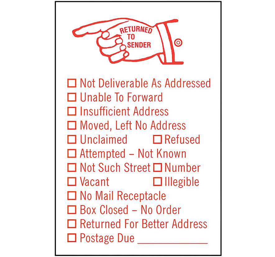 Rubber Return to Sender Stamp: Option 17