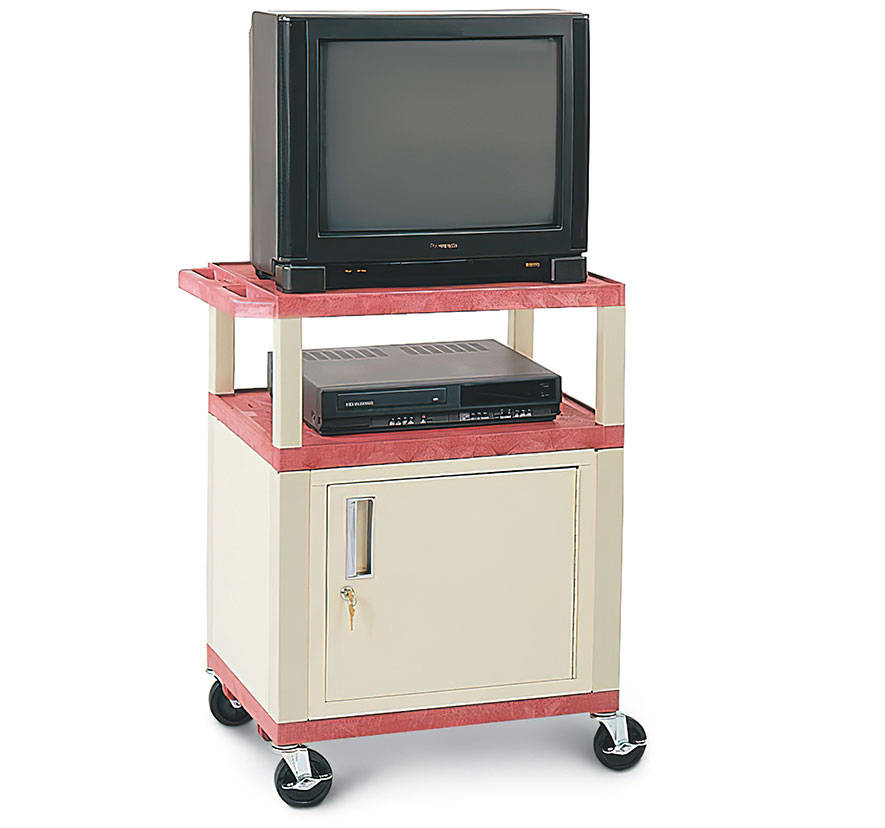42"H Plastic Utility Cart with Cabinet