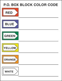 PO Box Block Color Code Card