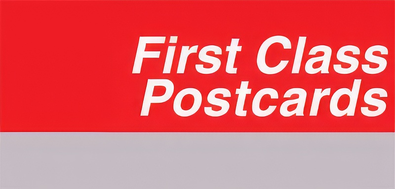 Slatwall Signage, 5"x10 1/2", "First Class Postcards"