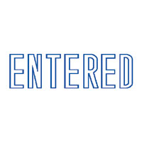 "Entered" Blue Pre-Inked Small Counter Stamp