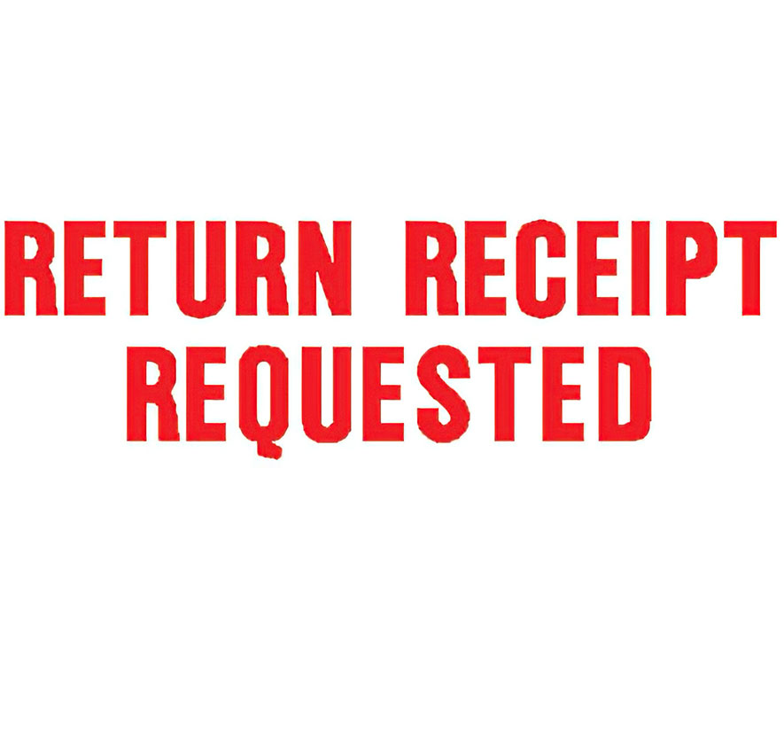"Return Receipt Requested" Pre-Inked Small Counter Stamp