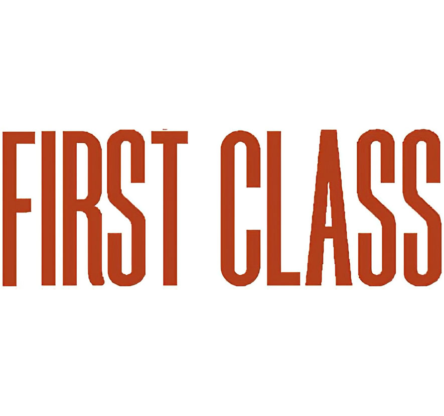 "First Class" Red Self Inking Stamp