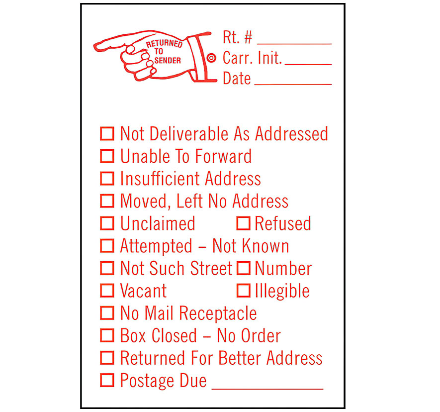 Pre-Inked Return to Sender Stamp: Option 18