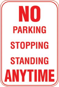 12X18 NO PARKING STOPPING STANDING .....