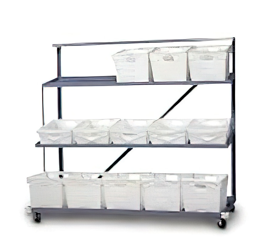 3 Shelf Flat Tub Distriobution Rack - Expanded Steel