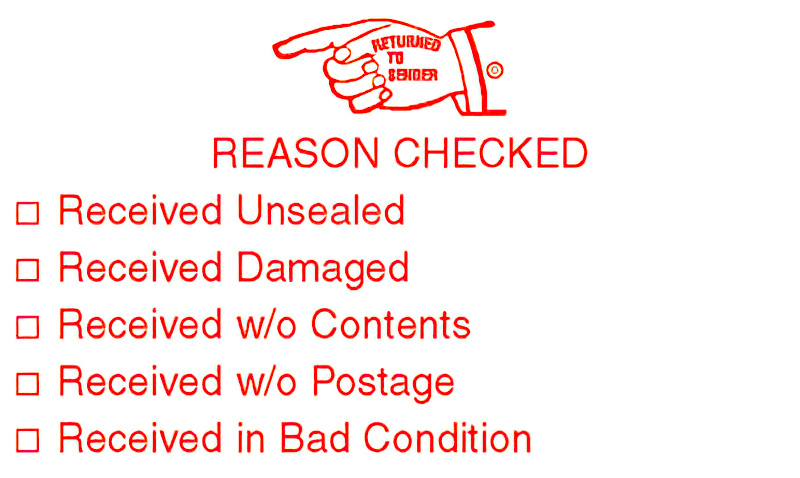 Rubber Return to Sender Stamp: Option 1