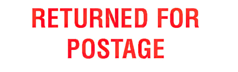 N10-142 RETURNED FOR POSTAGE, PREINKED