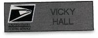 Plastic Name Badge - Black Text on Silver Background