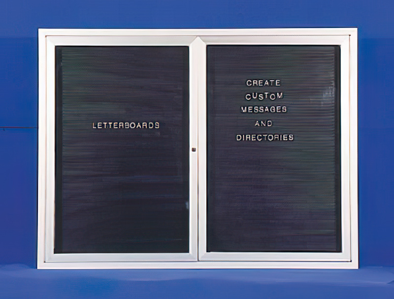 48" x 36" Indoor Aluminum Enclosed Letterboard - 2 Doors
