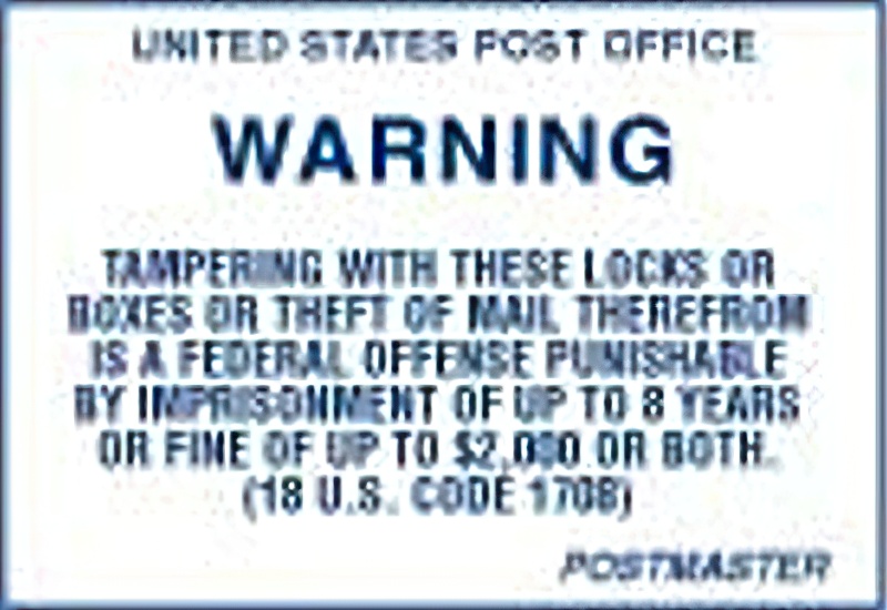 6"X10",WARNING TAMPERING WITH THESE LOCK