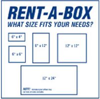 24" x 24" Rent-A-Box Sign - Blue on White
