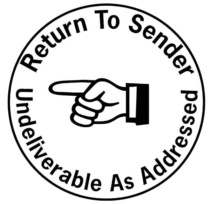 Return To Sender Undeliverable,1 1/8" D