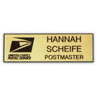 Plastic Name Badge - Black Text on Gold Background