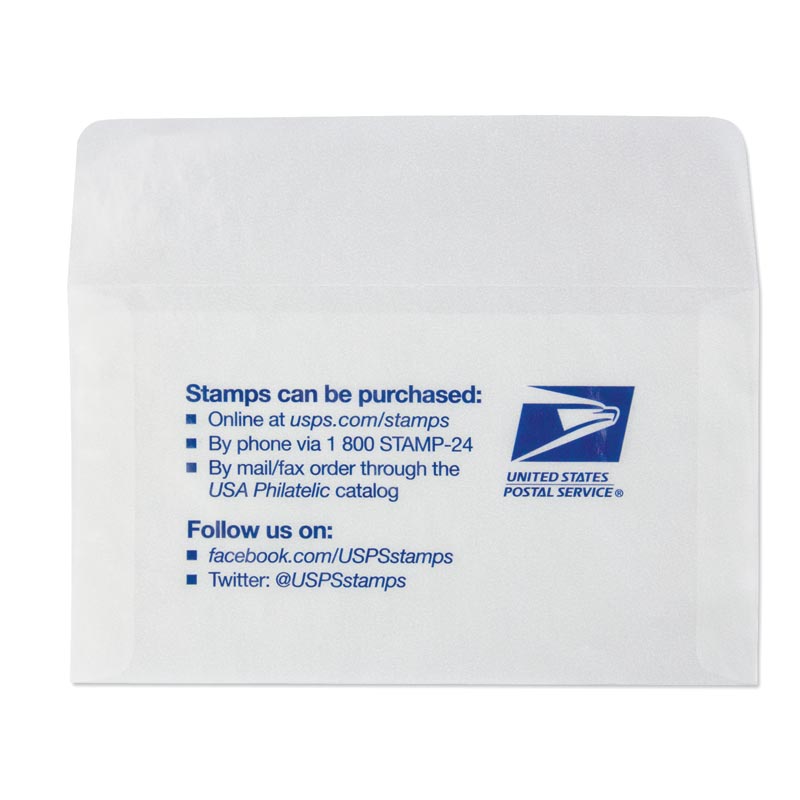 N1020567-Glassine Envelope for Postage Stamps, USPS Logo, 4.5H 11W, QTY  1=500. N1020567