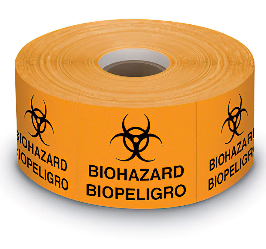 Bilingual Biohazard Label 1,000 per roll 2"x 2"