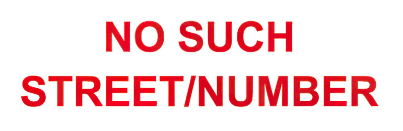 NO SUCH STREET/NUMBER - Pre-Inked Small Counter Stamp