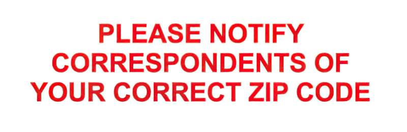 PLEASE NOTIFY CORRESPONDENTS/CORRECT ZIP - small stamp