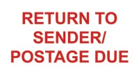 RETURN TO SENDER/POSTAGE DUE - counter stamp