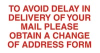 TO AVOID DELAY IN DELIVERY OF YOUR MAIL PLEAS- counter stamp