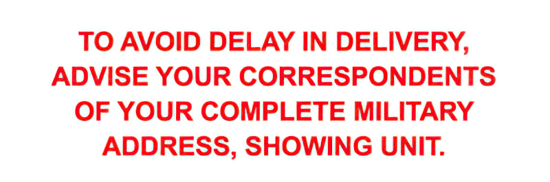 TO AVOID DELAY IN DELIVERY, ADVISE YOUR CORR - counter stamp