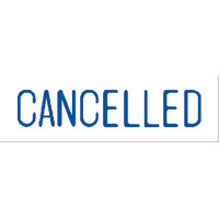 "Cancelled" Blue Pre-Inked Small Counter Stamp
