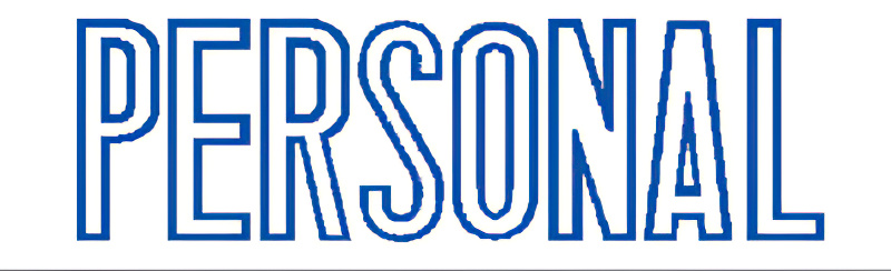 "Personal" Blue Pre-Inked Small Counter Stamp