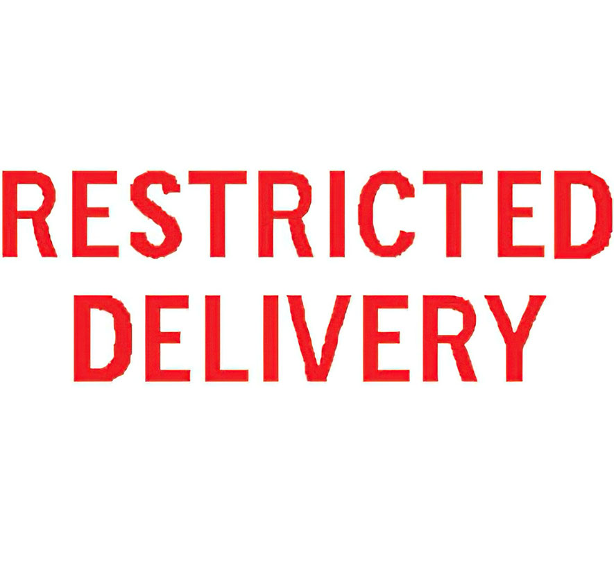 "Restricted Delivery" Pre-Inked Small Counter Stamp