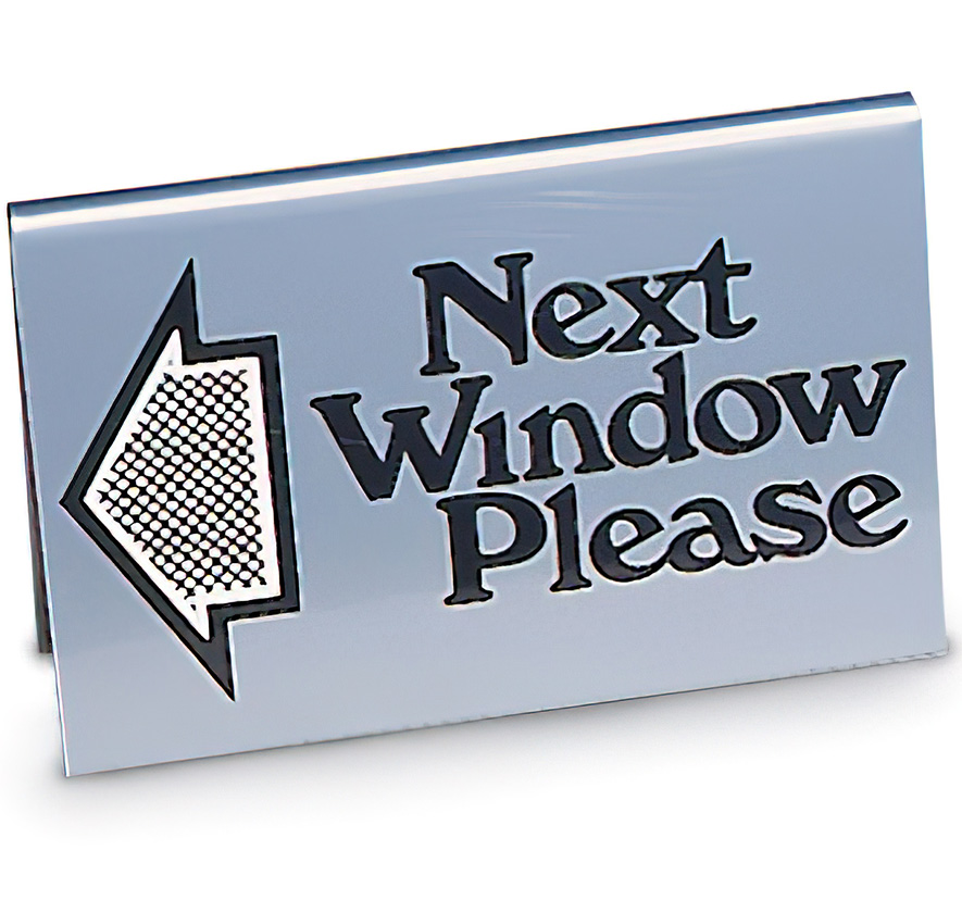 "Next Window Please" Metallic Silver Window Tent